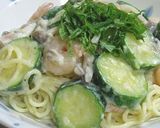 ズッキーニ･シメジ･海老のクリームパスタ作り方8写真