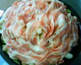 タジン鍋をレンジで　蒸し野菜と豚の梅ダレ作り方5写真