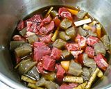 圧力鍋で！牛肉こんにゃくゴボウの煮込み♪作り方2写真