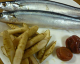 サンマと牛蒡の梅煮作り方1写真