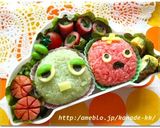 【キャラ弁】ガチャピン＆ムックのお弁当作り方6写真