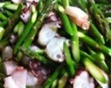 アスパラとタコのニンニク炒め。作り方3写真