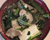 簡単★蓬蓮草と豚肉と豆腐の鶏ガラスープ作り方3写真