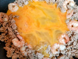 簡単ランチ！エビ卵ひき肉レタスチャーハン