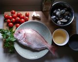 オーブン皿で簡単に！鯛のアクアパッツァ♪作り方1写真