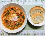 簡単ランチ！卵キャベツもやしトマトスープ作り方7写真