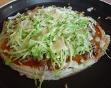 ホットプレートで簡単♬♪お好み焼き風ピザ作り方16写真