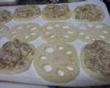 れんこんのえびマヨはさみ焼き作り方4写真