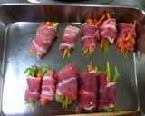 親子で作る野菜の肉巻き作り方2写真