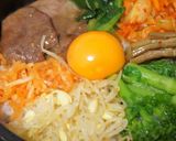 菜の花と焼き肉の鉄焼ピビンパ作り方9写真
