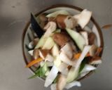 お一人様簡単洋風ウスターキムチ味根菜青椒肉絲風作り方11写真