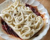 簡単10分☆人気旨辛ラム肉うどん☆レンジ作り方2写真