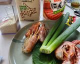ネギの青い所と赤海老で豆乳トマトクリームパスタ作り方1写真