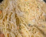 スモークサーモンと蕗の薹のクリームパスタ作り方9写真