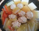 簡単今日の夕飯！白菜法蓮草鶏つくね鍋主菜作り方6写真