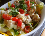 鶏のから揚げ・玉ねぎソースのサラダ仕立て作り方5写真