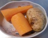 バターしょうゆ煮牛肉に、レンジで付け合せ作り方2写真