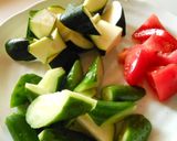 ホタテと夏野菜のコチジャン炒め作り方1写真
