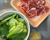 チンゲン菜と豚肉の塩だれ炒め作り方1写真
