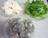 海老と長芋と水菜の和遊パスタ作り方1写真