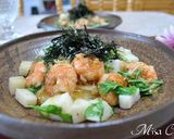 海老と長芋と水菜の和遊パスタ作り方7写真