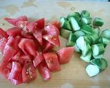 トマトときゅうりの香味ポン酢和え作り方1写真