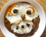 目玉焼きでふくろうさんのデコカレー☆作り方6写真