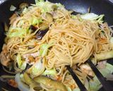 豚肉と茄子とまいたけのキムチパスタ作り方6写真