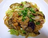 豚肉と茄子とまいたけのキムチパスタ作り方7写真
