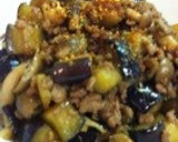 茄子ときのこと豚挽肉の甘辛炒め。作り方4写真