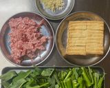 空芯菜と厚揚げの甘辛ひき肉あん作り方1写真