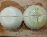 新玉ねぎの肉みそかけ作り方1写真
