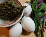金時草（きんじそう）と青さの卵焼き作り方1写真