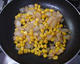 かぼちゃ煮*新玉ねぎとコーン作り方3写真