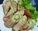 オクラ＆チーズ＆ハムのくるくる餃子作り方6写真