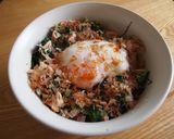 簡単★モロヘイヤとツナの月見丼作り方6写真