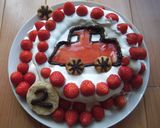 簡単にキャラケーキ　赤い車作り方4写真