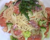 生ハムとトマトと大葉の冷製パスタ作り方6写真