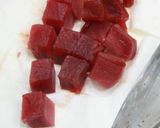 炒めたご飯に冷たいまぐろ添え作り方2写真