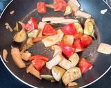 ナス🍆トマト🍅エリンギオリーブ炒め（洋風作り方1写真