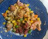 レンジ簡単洋風梅親子丼味オムライス弁当作り方4写真