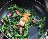 ふわふわ卵とベーコンと春菊のパスタ作り方11写真