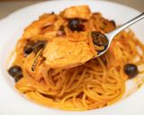 秋鮭とブラックオリーブのパスタ作り方12写真