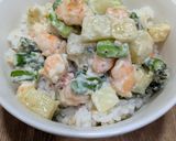 海老とアスパラの彩り丼作り方4写真