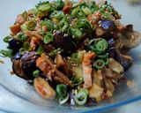 蒸しナスと惣菜のメンマとサラダチキン和え作り方7写真