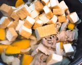 めんつゆで！かぼちゃと厚揚げの豚肉炒め作り方9写真