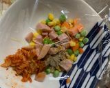 レンジ簡単洋風キムチチリ味オムライス弁当作り方2写真