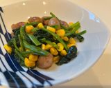 ほうれん草とソーセージのコーンバター醤油作り方6写真