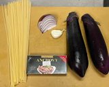 美活⭐︎長茄子の貧乏人パスタと大根サラダ作り方1写真