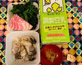 ＼豆乳味噌／牡蠣とれん草のスープパスタ作り方1写真